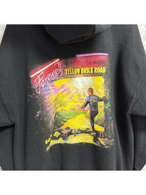 Elton John Farewell Yellow Brick Road Hoodie Sweatshirt Mens XL Black Full Zip